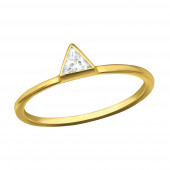 Inel din argint placat cu aur galben 18K cu piatra triunghi DiAmanti DIA37982